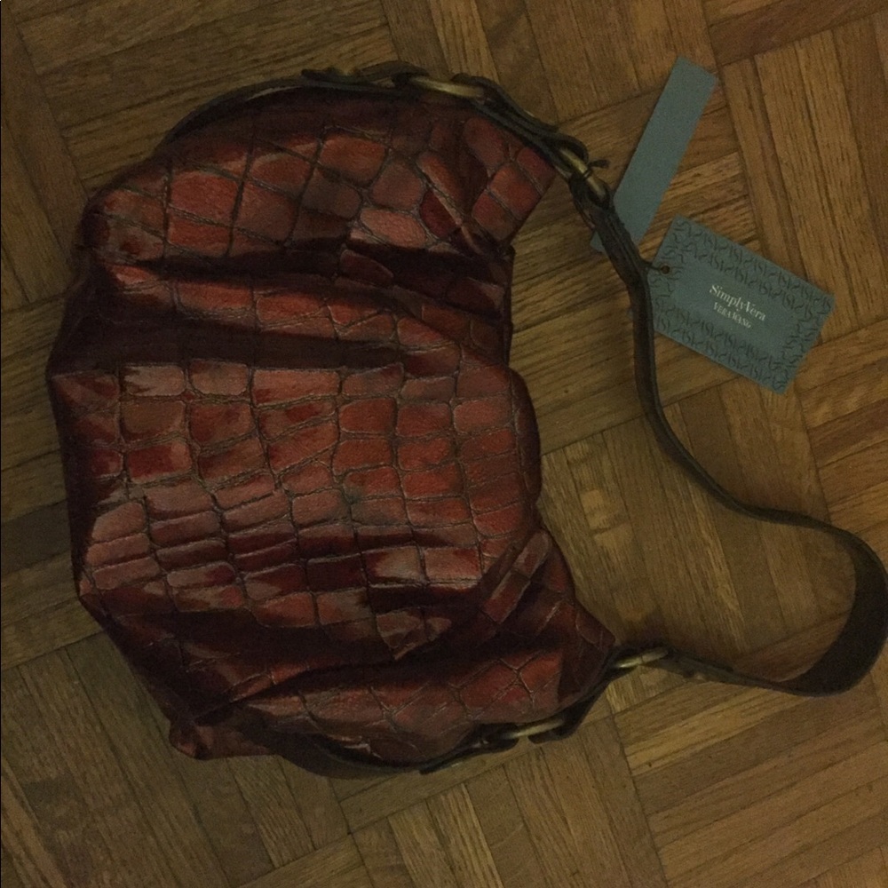 Dark red faux animal skin Vera Wang handbag